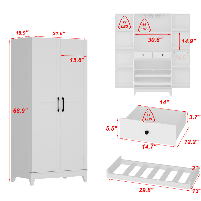 Latitude Run® 2-Door Kitchen Pantry Cabinet With Strong Latitude Run® 2-Door Kitchen Pantry Cabinet With Strong